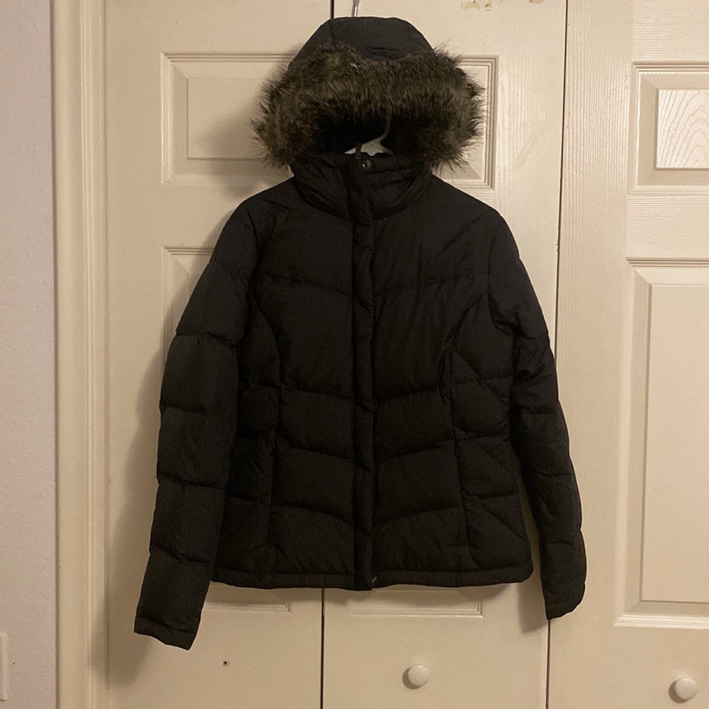 Columbia Down Hooded Puffer in Black